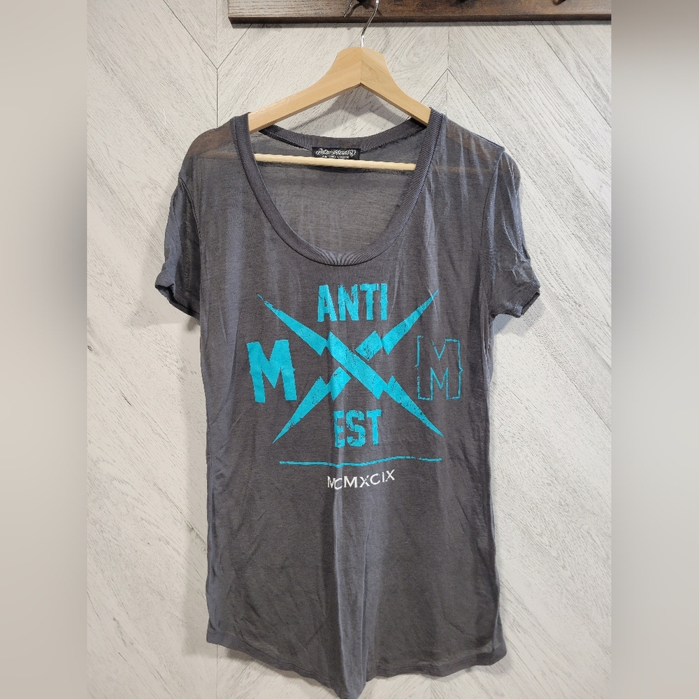 Metal Mulisha Gray Graphic Tee with Blue Print
